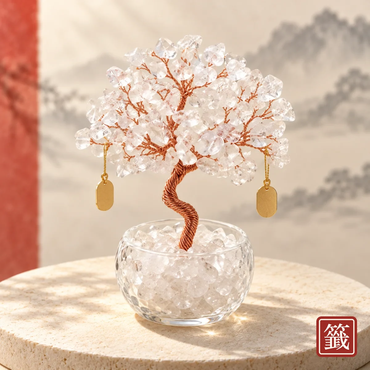 晴枝｜白水晶銅線樹