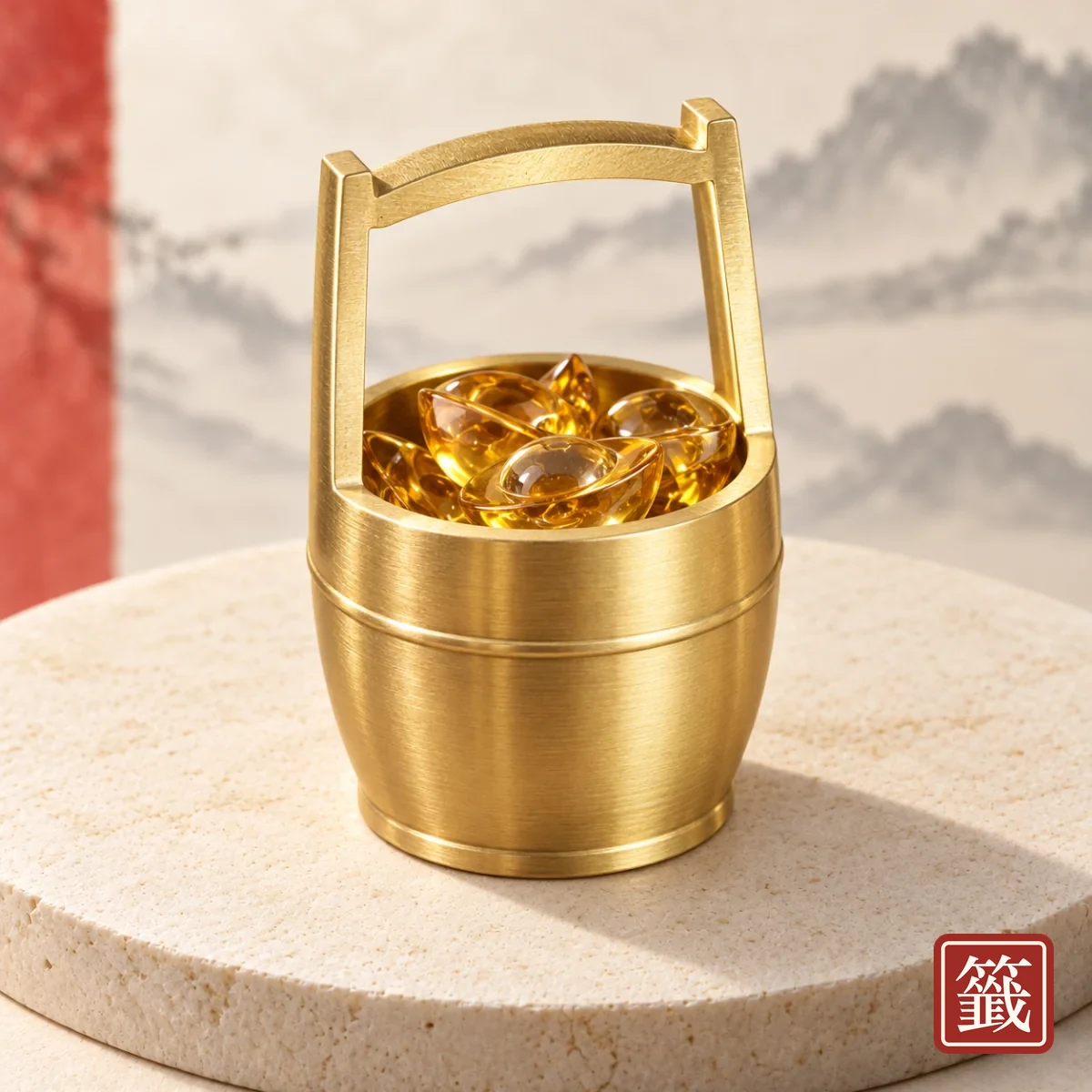 納福｜黃銅聚寶桶