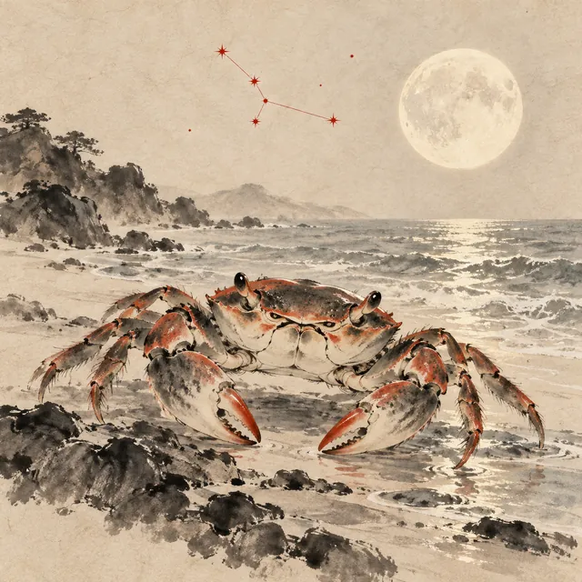 巨蟹座水墨插圖