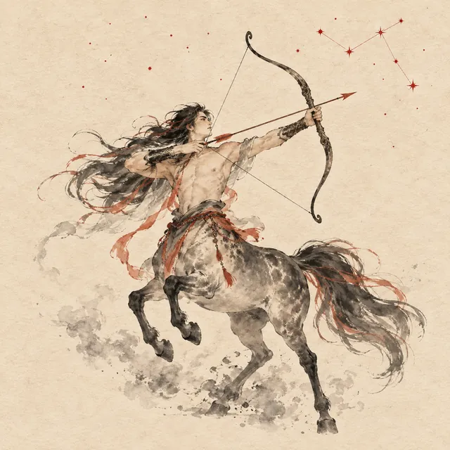 射手座水墨插圖