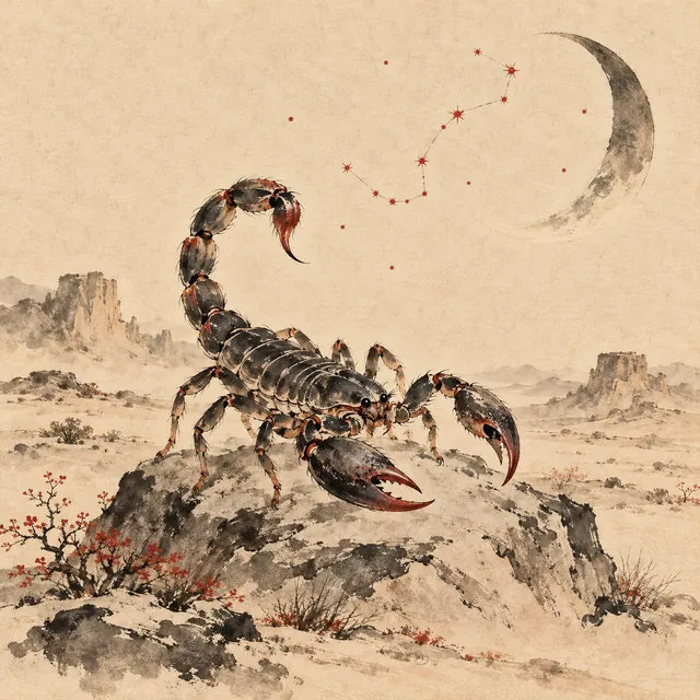 天蠍座水墨插圖