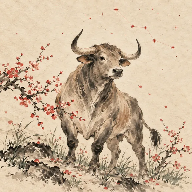 金牛座水墨插圖