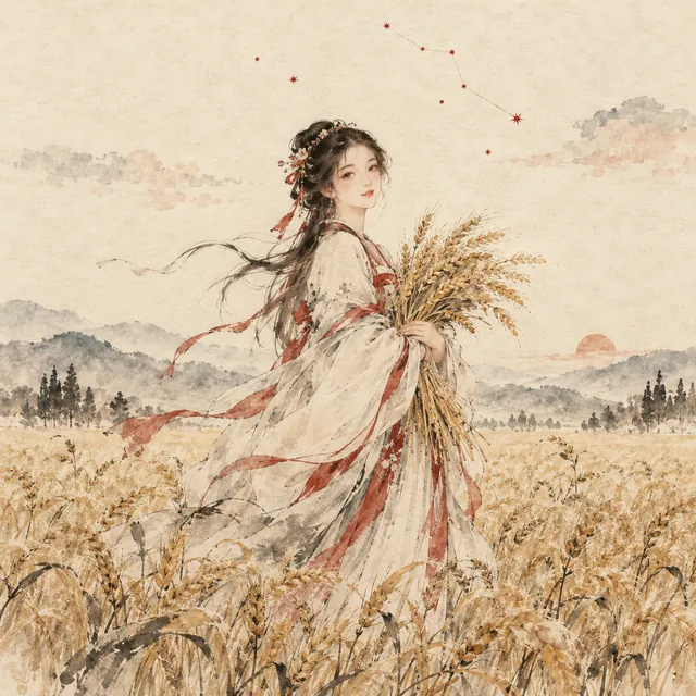 處女座水墨插圖